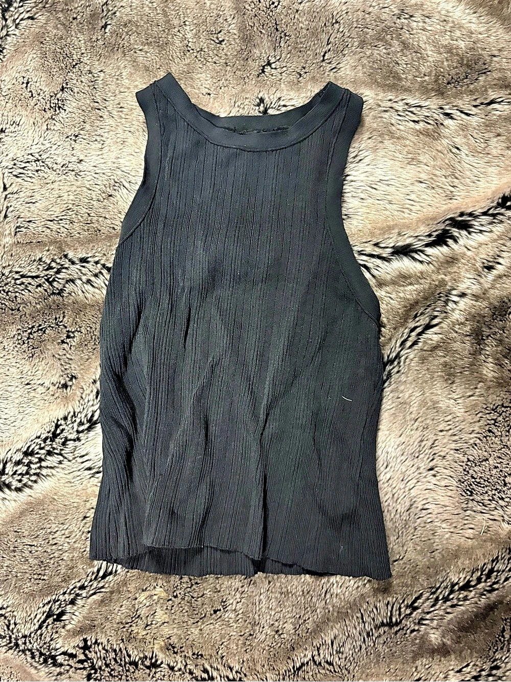 Good American Micro Rib Tank Top Black Size Large